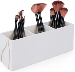 Porta Pennelli Trucco,Contenitori per Cosmetici,3 Scomparti,Beige,Vmo-031 - Foto 1 di 12