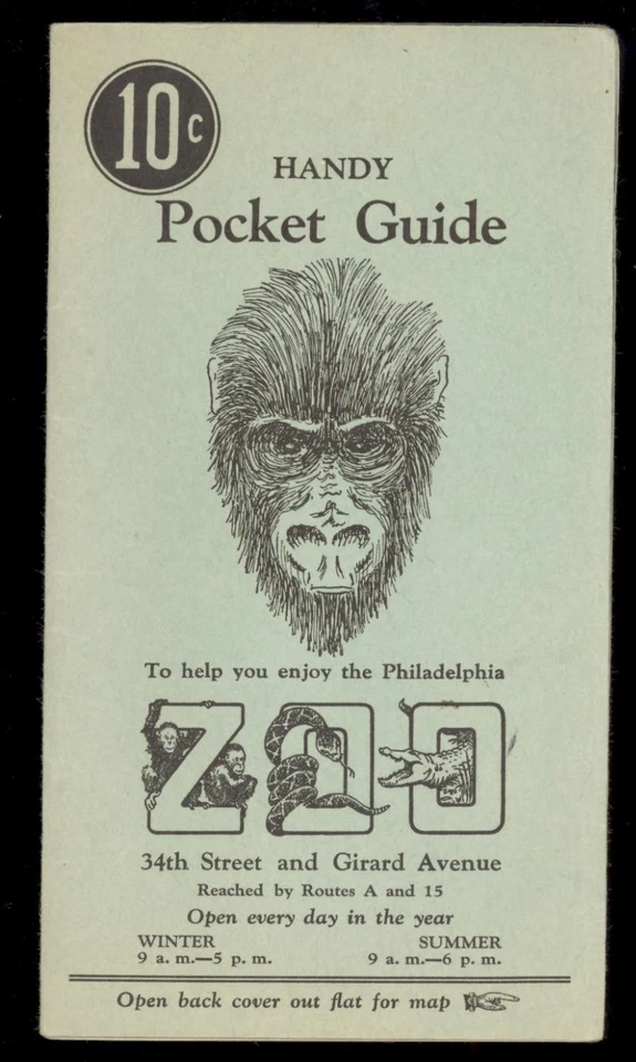 1935 PHILA. ZOO POCKET GUIDE ONLY ONE UP VERY FINE - Image 1 of 1