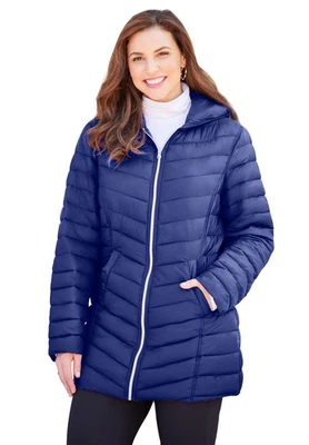 Catherines Women's Plus Size Packable Puffer Coat - Image 1 of 4