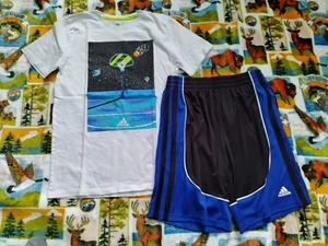 Adidas Kids Lot 2 PCS BASKETBALL Outfit Tee T-Shirt Shorts Size XL Youth Boys - Picture 1 of 3