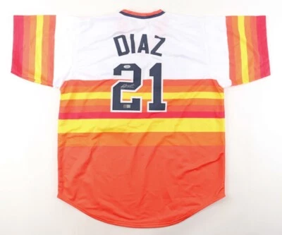 Yainer Diaz Signed Houston Astros Rainbow Throwback Jersey (PSA & Tristar) - Image 1 of 4