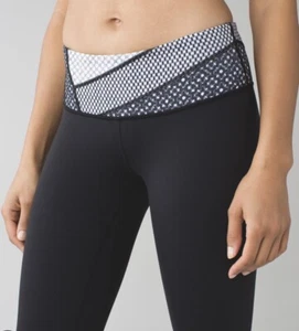Lululemon Leggings 8 Black/Dottie Eyelet Wunder Under Crop III *Luon 21” - Picture 1 of 10