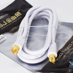 1pz JSJ-336A 1,8M 75Ω Cavo Coassiale PAL TV Antenna TV Maschio a Femmina M/F Bianco - Foto 1 di 7