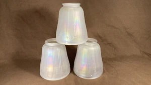 3 Matching Antique Art Deco Arts Crafts Glass Lamp Light Shade 2 1/4" Fitter - Picture 1 of 10