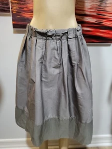 Cynthia Steffe Gray Silk Elastic Waist Size M Women's Pleated Boho Skirt #01 - Picture 1 of 10