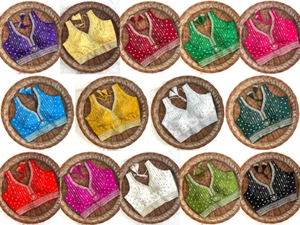 Saree Blouse Readymade Designer Sari Choli Indian Party Wear Bollywood Dress - Picture 1 of 16