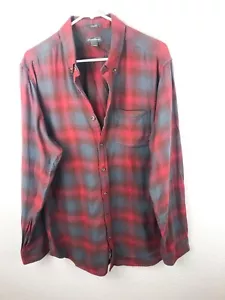 Eddie Bauer Shirt Mens SZL Tall Long Sleeve Button Up Red Gay Plaid Classic A22 - Picture 1 of 4