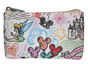 DOONEY & BOURKE Small White Leather DISNEY CHARACTERS Mini Zippered Pouch 4x6 - Picture 1 of 15