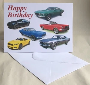 Ford Mustang American Cars - 5x7in Birthday, Anniversary, Retire or Plain Card - Picture 1 of 10