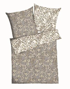 Kaeppel Linon Renforcé Bettwäsche 135x200cm 2 tlg. Florence Kiesel Blätter Grau - Bild 1 von 6