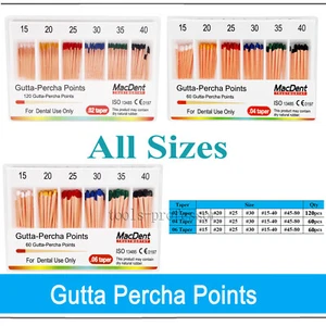 GUTTA PERCHA POINTS Taper 0.2 or 0.4 or 0.6, or Standart Taper, All Sizes Dental - Picture 1 of 18
