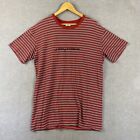Stussy T-Shirt Men's Size M Striped Red Short Sleeve Embroidered Logo
