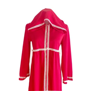 Camisón vintage para mujer pequeño 10-12 Formfit Rogers bata con capucha rojo nailon encaje - Imagen 1 de 11