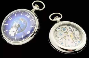 Orologio da tasca sovietico vintage MOLNIYA movimento blu cielo pianeta terra - Foto 1 di 12