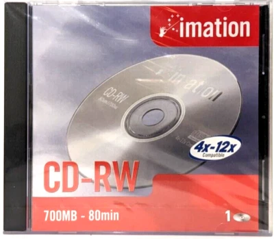 Imation CD-RW 80 4x 12x - 80MIN / 700MB Rewritable Blank CDRW Disc NEW & SEALED - Image 1 of 2
