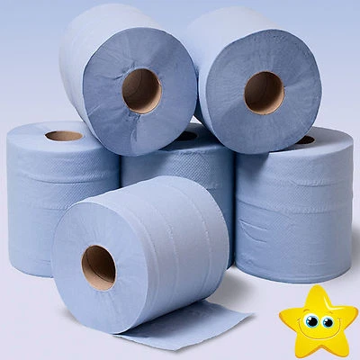 STAR SUPPLIES (2 packs)12 rolls ACTIVE Blue Centre feed Rolls Embossed 2ply Wiper Paper Towel