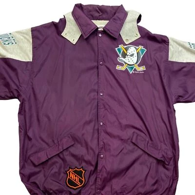 Vtg 00s Anaheim Mighty Ducks NHL Purple Grey Light Weight Sports Jacket XXL - Image 1 of 4