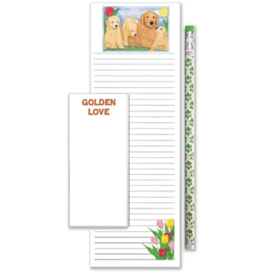 Golden Retriever To Do Liste magnetischer Einkaufsblock Notizblock & Bleistift Geschenkset - Bild 1 von 1