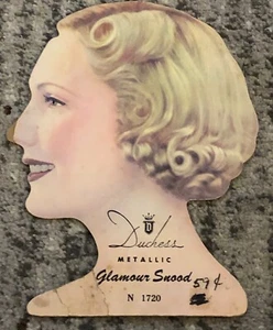 Vintage Hat Sign Duchess Metallic Glamorous Woman Snood Advertising Display Hair - Picture 1 of 6