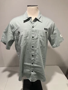 Airwalk Short Sleeve Button Shirt Mens XL Green Canvas Mechanic - Picture 1 of 6