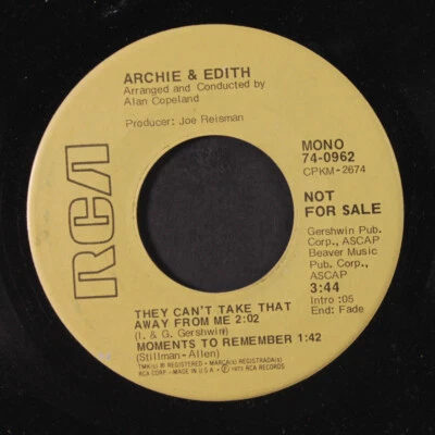 ARCHIE & EDITH: they can't take that away from me RCA 7" Single 45 RPM - Image 1 of 2