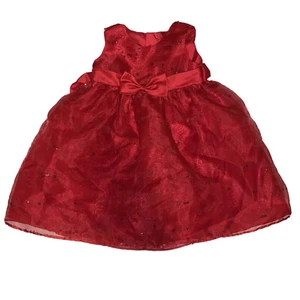 Vestido de fiesta de Navidad rojo vintage raro Too 2T para niñas sin mangas lazo lentejuelas - Imagen 1 de 11