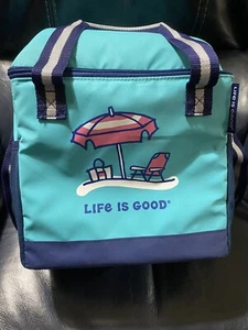 Life is Good 24 Dosen weich isoliert Kühlbox Kuppeloberteil türkis/aqua & marineblau Strandszene - Bild 1 von 10