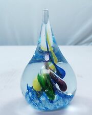M Design Art Handcraft Glass Rainbow Spiral Tear Drop Art Glass Paperweight S...