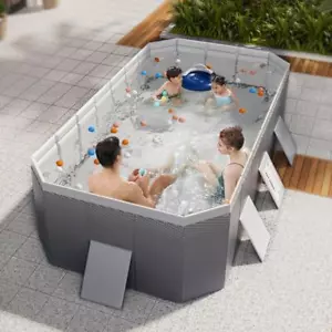 Oberirdisches Schwimmbad rechteckig Erwachsene Kinderbecken Außenpool Gartenpool - Bild 1 von 7