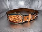 New Western Leather Belt With Horses Size 38 With Leather Buckle