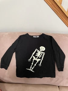 talbots kids black Halloween long sleeve glow in dark skeleto. size 5 - Picture 1 of 3