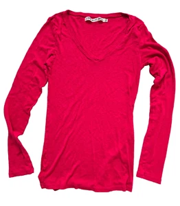 MICHAEL STARS WOMANS Red knit deep v-neck long sleeve TEE - Picture 1 of 5