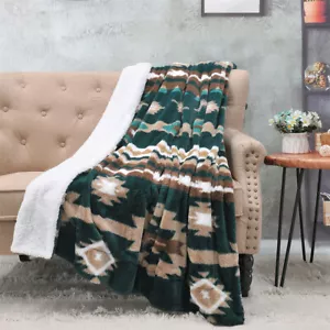 Southwest Sherpa Fleece Throw Blanket Ultra Soft Reversible Cozy Plush Blanket - Picture 1 of 32