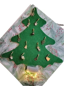Christmas Charm Advent Tree Earrings 12 Battery Fairy Lights Snowflakes Cat New - Picture 1 of 8