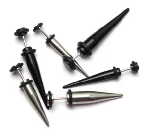 Acrylic / Steel Fake Spike Taper Earring Earplug Piercing Stretcher Cheater Plug - Picture 1 of 5
