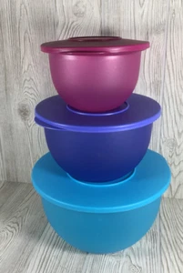 Tupperware Impressions 3 Pc Classic Serving Bowl Set With Lids 4.3L, 2.5L, 1.3L - Picture 1 of 11