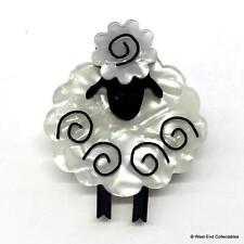 Woolly Sheep Farming Lamb Gift Lucite Brooch Retro Vintage Style Art Deco
