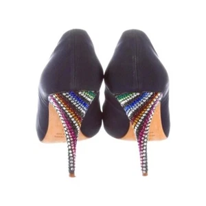 Décolleté GIUSEPPE Zanotti Swarovski cristallo arcobaleno nere vendita al dettaglio $1295 taglia 37 - Foto 1 di 5
