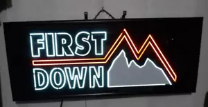 VTG First Down Outerwear Bubble Puffer Jacket Clothing Lighted Sign Ski Lodge - Picture 1 of 9