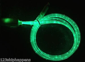 FLAT FLOW LIGHT-UP 3FT LED el charger cable FOR Apple iPhone 6 plus 5s micro USB - Picture 1 of 16