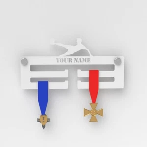 Colgador de medallas personalizado de fútbol / Colgador de medalla de acrílico blanco fútbol americano - Imagen 1 de 3