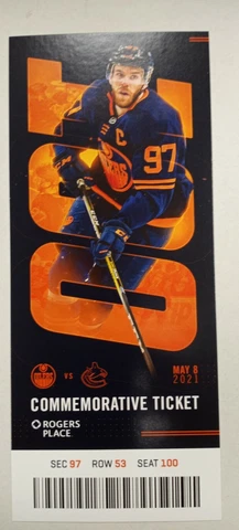 Edmonton Oilers Connor McDavid 100 Points 53 games NHL Commemorative Ticket Cover