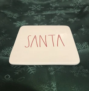 Rae Dunn SANTA Red Letters Sm. Christmas Cookie Plate Hot Plate Board Trivet 6x6 - Picture 1 of 7