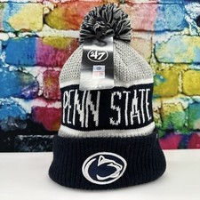 New PENN STATE Nittany Lions Adult Winter Hat Cuffed Pom Knit Beanie Warm Cozy