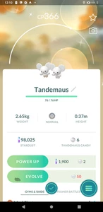 Pokémon Go Shiny Tandemaus PTC 80k Staub - Bild 1 von 1