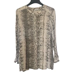 Dalia Collection Snake Print Top Blouse Women's Long Sleeve Animal Print XL - Picture 1 of 9