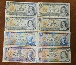 1971-1979 Canada Banknote Rare Banknotes $1 $ $5 $10 & $20 Dollars View Photos - Picture 1 of 2