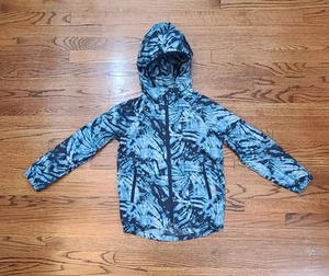 LL Bean Wind And Rain Jacket Kids 6X/7 Blue Tie-Dye Full Zip Nylon Hood Unlined - Picture 1 of 10