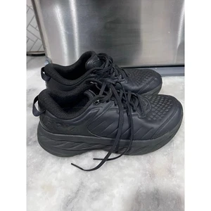 HOKA ONE ONE Bondi SR Men’s 8 Black Leather Slip Resistant Work Shoes 1110520AAK - Imagen 1 de 12