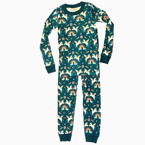 New Hanna Andersson Girl's Long John Pajama Set US 6-7 120 cm Unicorns Rainbows - Picture 1 of 17